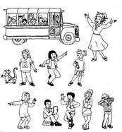 coloriage le bus magique et toute la classe